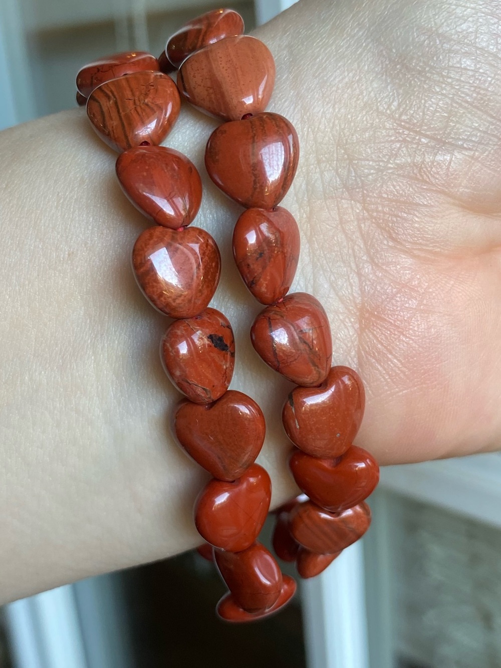 ❤️ 8MM RED JASPER HEART BEAD BRACELETS ❤️